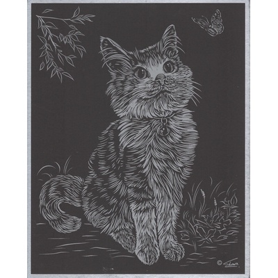 SMT Creatoys Vyškrabovací obrázek stříbrný 20x25 cm Kočka