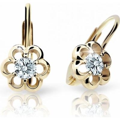 Danfil detské náušnice kvetiny C1947 zo žltého zlata white klapka