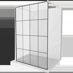 Mexen Kioto самостоятелна душ стена 150 x 200 см, черна решетка 8 мм, четкан никел - 800-150-002-97-77 (800-150-002-97-77)