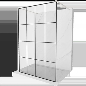 Mexen Kioto самостоятелна душ стена 150 x 200 см, черна решетка 8 мм, четкан никел - 800-150-002-97-77 (800-150-002-97-77)