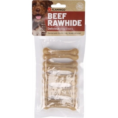 Flamingo Snacks R'Hide Premium Bone - лакомство за куче - кожени кокали 7, 5 см, 5 бр, 100 гр, Белгия - 503319