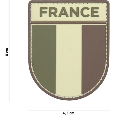 Gumová nášivka 101 Inc Army vlajka Francúzsko - multicam