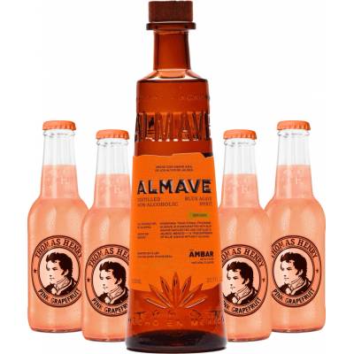 Almave Ambar Non-Alcoholic Blue Agave Spirit + 4 x Thomas Henry Grapefruit (set 1 x 0,7 l, 4 x 0,2 l)