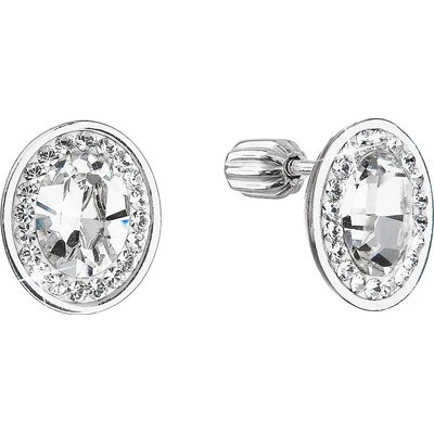 Pavona stříbrné pecky se Swarovski krystaly bílý oválek 31304.1