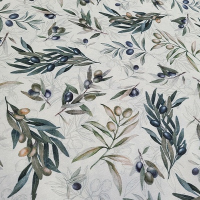 Dekorační látka OLIVY ARBEQUINA šíře 140 cm