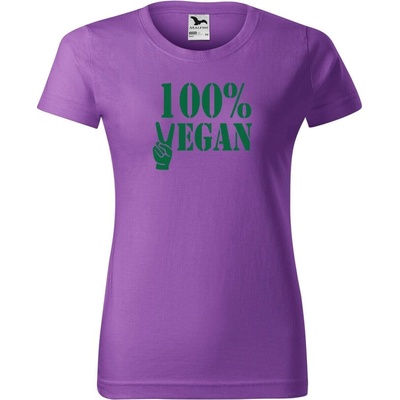 DOBRÝ TRIKO Dámské tričko 100% vegan zelený potisk Fialová