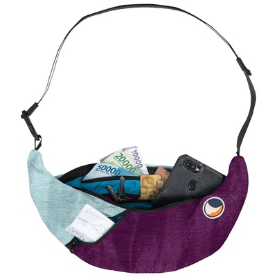 Ticket to the moon Upcycled Sling Bag Цвят: лилав