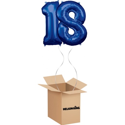 HeliumKing Balónový box Narodeninové číslo 18 modré 86 cm