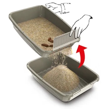 Image 1 of Georplast Открита котешка тоалетна EASY, висок борд, със система за пресяване, 56 x 40 x 25 см - GEORPLAST Италия 10528S