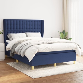 vidaXL Боксспринг легло с матрак, синьо, 140x200 см, плат (3128851)