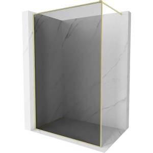 Mexen Kioto-F параван за душ Walk-in с рамка 130 x 202 cm, графит 8 мм, златно изчеткано - 800-130-104-55-40 (800-130-104-55-40)