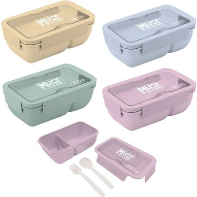 MUST Team desiatový box s vidličkou a lyžicou 950 ml 20,8 x 13 x 7,6 cm ružový