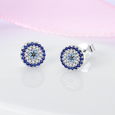 Prosperk stříbrné náušnice Bohemian blue zircon S4422