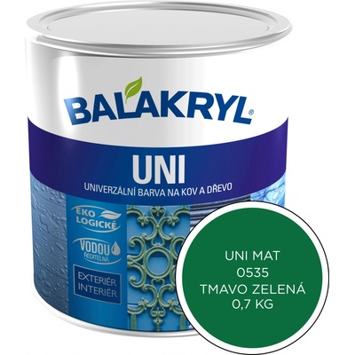 Balakryl UNI Mat na kov a drevo 0,7 kg - 0535 tmavozelená