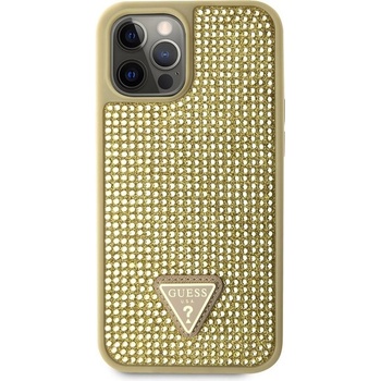 Pouzdro Guess, Rhinestones Triangle Metal Logo iPhone 12 Pro MAX zlaté