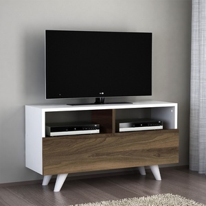 TopMebel ТВ шкаф Novela TopMebel от меламин в бял - орех цвят 90x29, 5x50cm