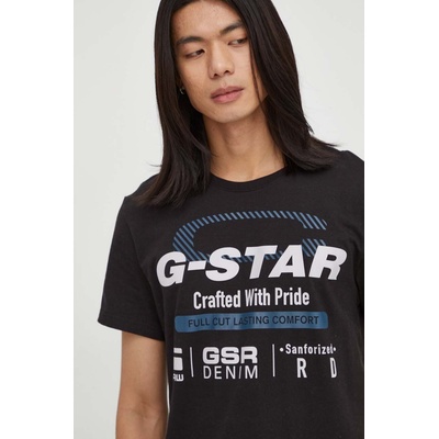 G-Star Raw Памучна тениска G-Star Raw в черно с принт (D23714.336)