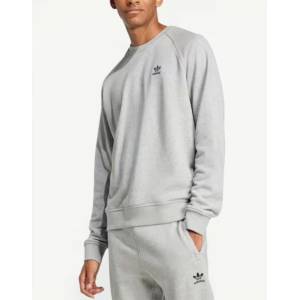Adidas Essentials Trefoil French Terry Crew Sweatshirt Grey - magazinko