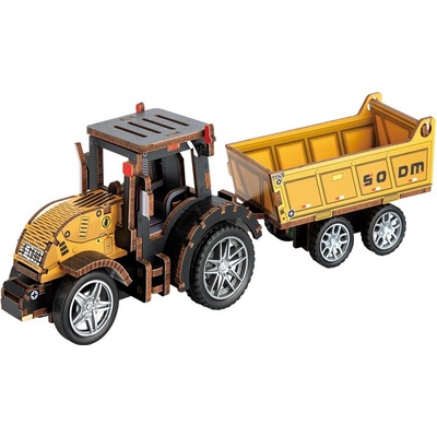 2Kids Toys 3D drevená skladačka Traktor s prívesom