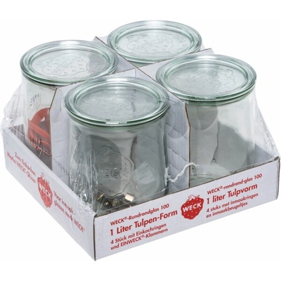 WECK sklen.nádobky Tulpe kulatý okraj 1,0l1000ml x 4 ks