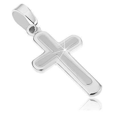 Šperky eshop Stříbrný přívěsek 925 latinský kříž zaoblené cípy matný střed C27.20