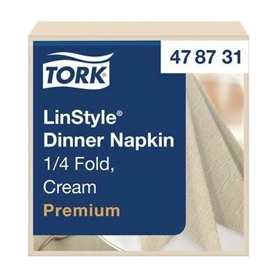 TORK Servítky priemyselne kompostovateľné 1/4 ohyb 1V Premium LinStyle krémové 50ks 39x39 cm