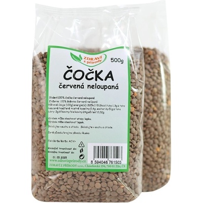 IPJ Natur Čočka červená neloupaná 0,5 kg