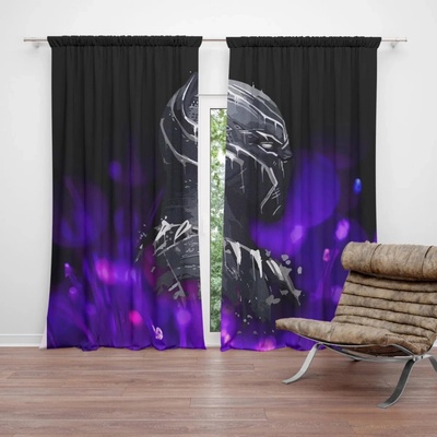 Sablio Závěs BLACK PANTHER Fialová luminiscencia: 2ks 140x250cm