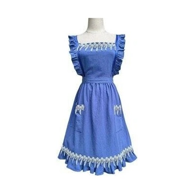 Cakesicq Zástěra kuchyňská tmavě modrá retro s kytičkama