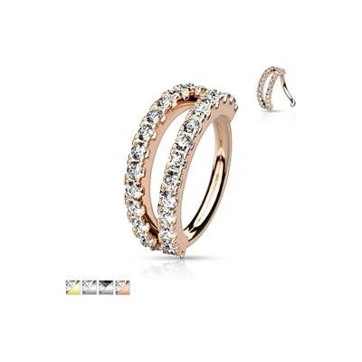 Piercingate piercing kroužek s kamínky PKR00119 platinum čirá