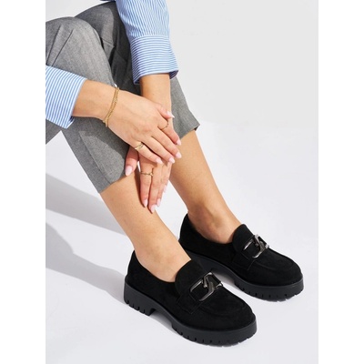 Zajímavé černé dámské mokasíny na platformě