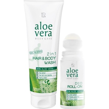LR Aloe Vera Sportovní Vlasový a tělový šampon 250 ml + Deo roll-on bez alkoholu 50 ml dárková sada