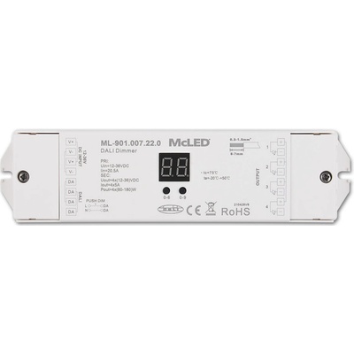 MCLED Přijímač DALI pro stmívání, řízení RGBW, CCT, DIM, 4x5A 4adresy ML-901.007.22.0