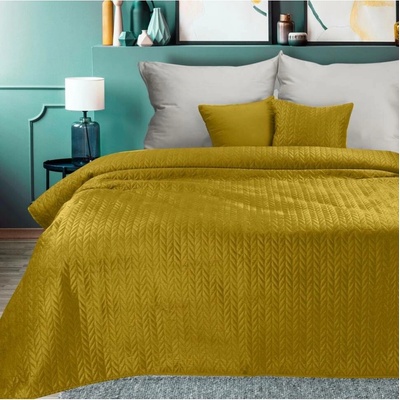 Mondo Italia Sametový přehoz na postel Luiz4 okrový Okrová 170x210 cm
