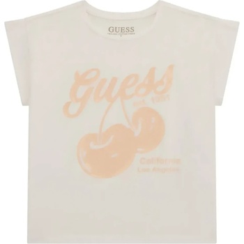 GUESS Тениска в бял цвят за момиче с черешки с глитери Guess