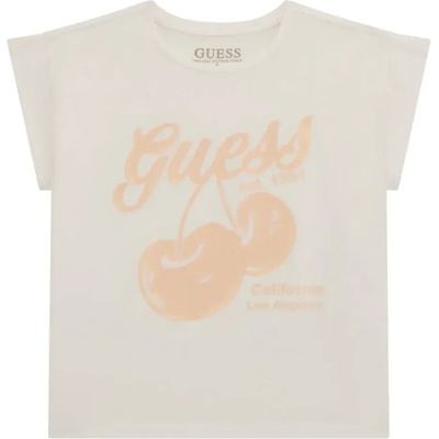 GUESS Тениска в бял цвят за момиче с черешки с глитери Guess
