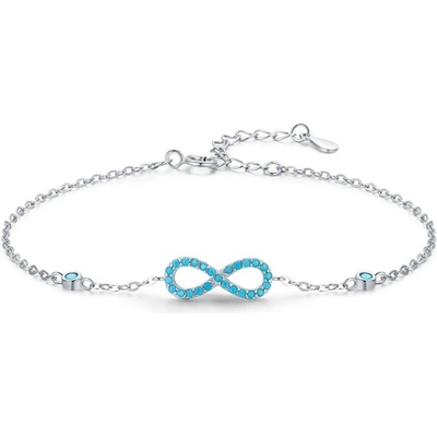 Grace Silver Jewellery stříbrný náramek s tyrkysovým magnezitem Nekonečno NR2142-RHB965 Tyrkysová
