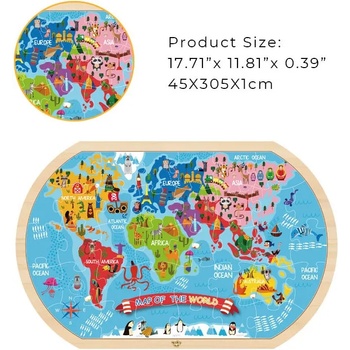 Tooky Toy Дървен пъзел Tooky toy - Карта на света (TY123)