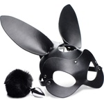 Tailz Bunny Tail Anal Plug and Mask Set Black