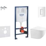 GROHE Rapid SL - Комплект за монтаж пред стената, компактна тоалетна „Gaia със седалка „softclose, бутон „Skate Cosmopolitan, алпийско бяло SANI11BA3103 (SANI11BA3103)