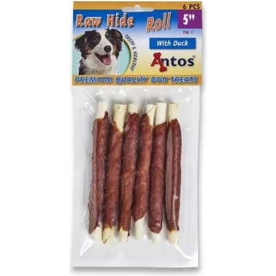 Antos Antor Roll Premium -Кучешко лакомство , кожени солети обвити с патешко месо, 2 пакета х 6 броя (12.7 см. )