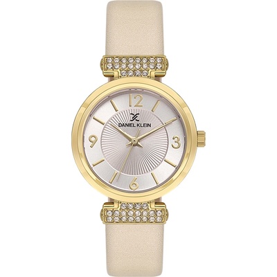Daniel Klein DK. 1.13967-3 - Дамски, Кварц, 40mm, Бежова кожа, Кристали, 3 ATM - Premium