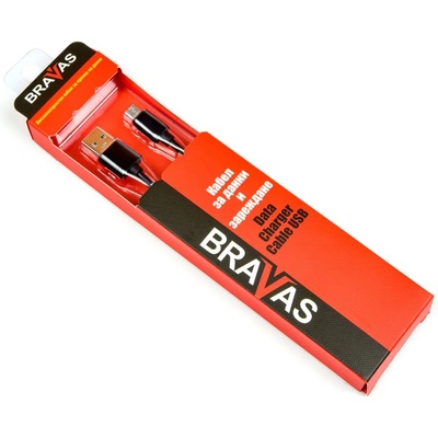 Bravas Кабел BRAVAS USB 2.0 Type A - Micro B TPE 1м. черен, сертифициран