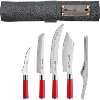 F. DICK Кухненски ножове с калъф red spirit, комплект 5 бр. , неръждаема стомана, f. dick (fdck817680001)