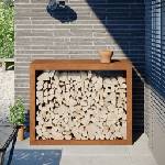 vidaXL Стойка за дърва за огрев 100x40x80 cm Патинираща стомана (850981)