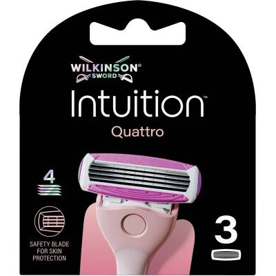 Wilkinson Sword Intuition Комплект ножчета за самобръсначка Quattro, 3 броя