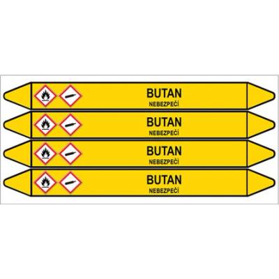Značení potrubí, butan,4 ks, 250 × 26 mm PZ 007390