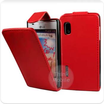 Image 1 of LG Optimus L5 E610 Flip Калъф Червен + Протектор