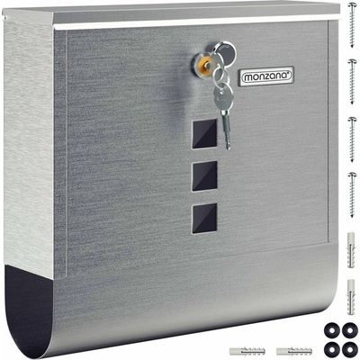 MONZANA® Poštovní schránka křížový zámek s měděnou uzamykací vložkou otočný kryt 31x10x34 cm průhledové okénko jmenovka přihrádka na noviny snadná montáž nerezová ocel 2 klíče poštovní schránka stříbr – Zbozi.Blesk.cz