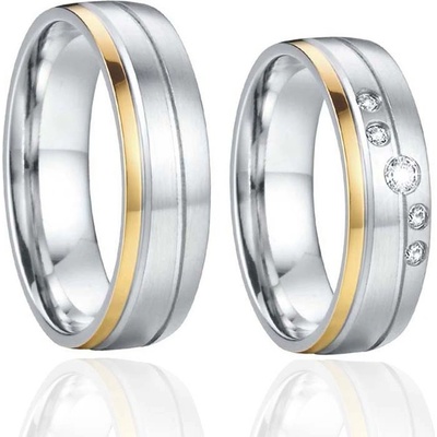 Steel Wedding Snubné prstene z chirurgickej ocele SPPL031 so zirkónmi